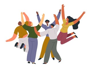 People celebrating, jumping and screaming students