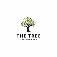 Obraz premium Root tree logo illustration, abstract tree vector silhouette inspired by tree of life