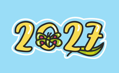 2027 Happy New Year logo text design. 2027 number design template. Brochure design template, card, banner.