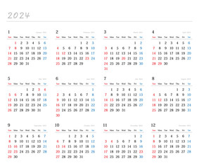 2024年日本の年間カレンダー