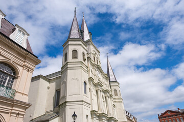 Fototapeta na wymiar Tops of Historic Buildings on Jackson Square in New Orleans, Louisiana, USA