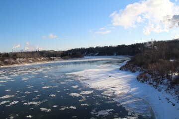 river in winter time, Gold Bar Park, Edmonton, Alberta