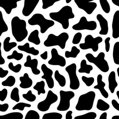 Fototapeta na wymiar Black and white cow print seamless pattern for packaging, cover and other design