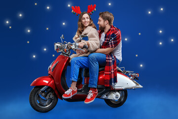 Fototapeta na wymiar romantic ride on scooter