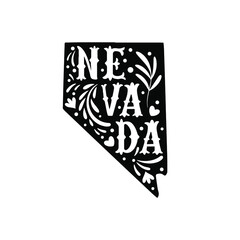 Nevada state map with doodle decorative ornaments. For printing on souvenirs and T-shirts