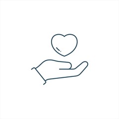 donate and charity, hand and love icon line style graphic design vector
