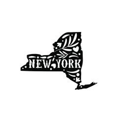 New York state map with doodle decorative ornaments. For printing on souvenirs and T-shirts