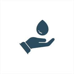 water in hand pictogram flat icon style graphic design vector