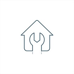home service logo icon line style graphic design vector