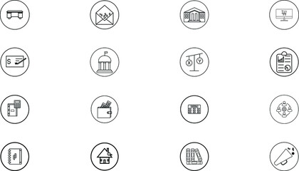 Business icon set suitable for info graphics, websites and print media. Black and white flat line icons.
