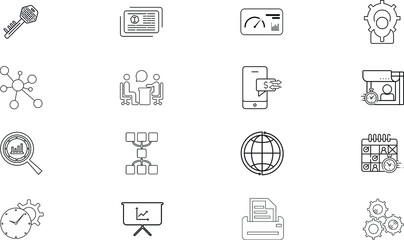 Fototapeta premium Simple Set of Data Analysis Related Vector Line Icons. Contains such Icons as Charts, Graphs, Traffic Analysis, Big Data and more. Editable Stroke. 48x48 Pixel Perfect. 