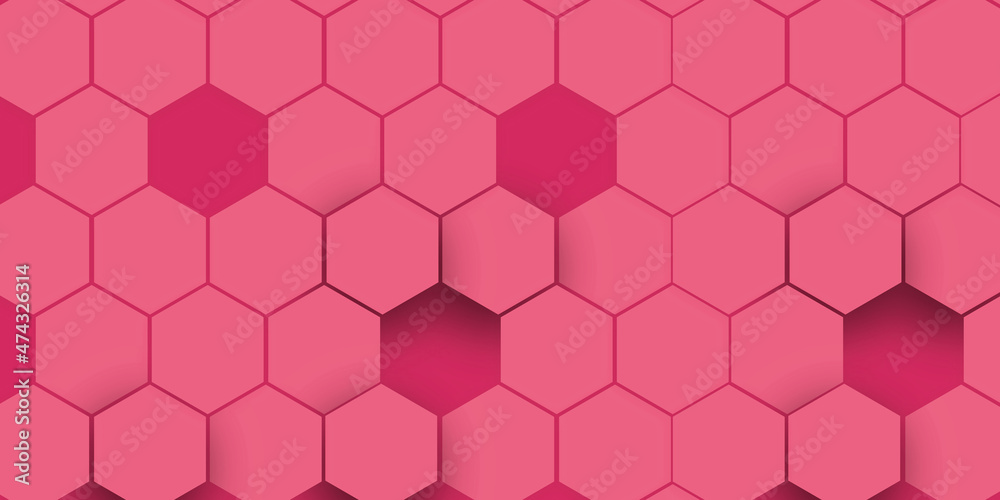 Poster abstract hexagonal shapes background with neon color elements, hexagonal technology abstract vector 