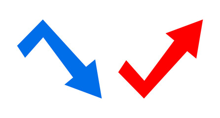 Rising arrow icon and down arrow icon set. vector.