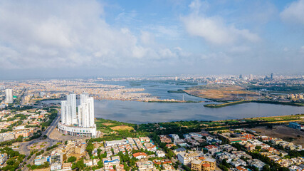 an areal view of The City of lights, Karachi, Pakistan. 