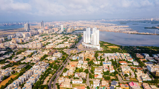 Fototapeta an areal view of The City of lights, Karachi, Pakistan. 