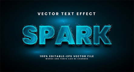 Blue spark 3D text effect. Editable text style effect with the theme of sparkling electric.