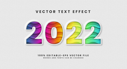 2022 text effect. Editable text style effect with colorful theme.