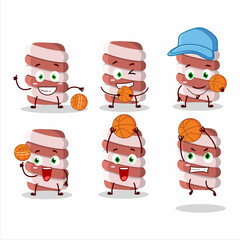 Talented red marshmallow twist cartoon character as a basketball athlete