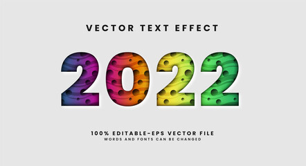 2022 colorful text effect. Editable text style effect with overlay theme.