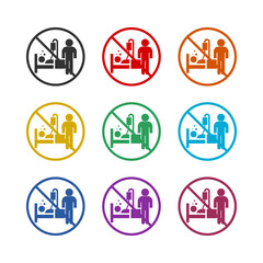 No Visitors Sign isolated on white background, color set