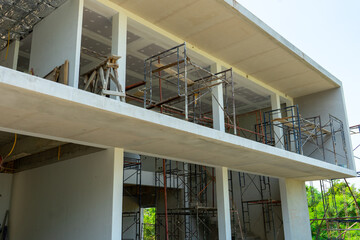 Perspective structure of house in modern style under construction at the site