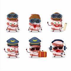 Pilot cartoon mascot red marshmallow twist with glasses