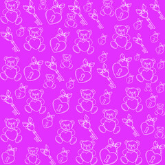 Cute hand drawn hearts seamless pattern, lovely romantic background, great for Valentine's Day, Mother's Day, textiles, wallpapers, banners - vector design