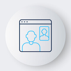 Line Video chat conference icon isolated on white background. Online meeting work form home. Remote project management. Colorful outline concept. Vector
