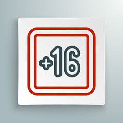 Line Plus 16 movie icon isolated on white background. Adult content. Sixteen plus icon. Censored business concept. Colorful outline concept. Vector