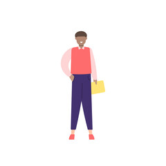 illustration of a male student wearing cool and casual clothes. holding a book. outfits and fashion. can be used for elements, landing pages, UI.