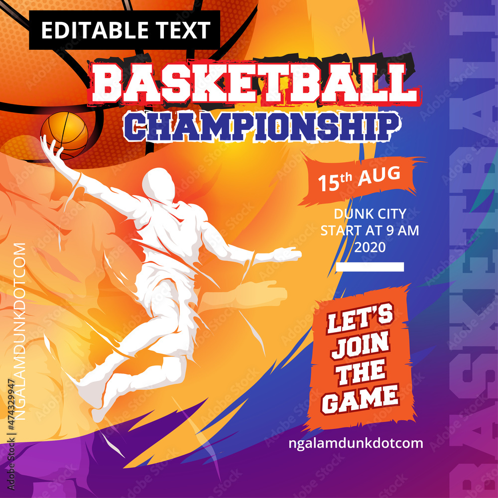 Wall mural basketball championship flyer template