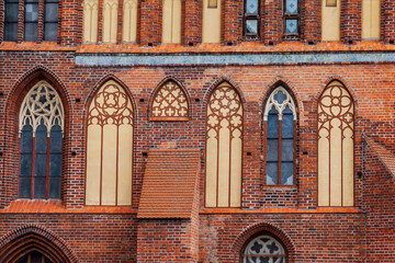 Kaliningrad, Russia, June 28, 2021. Architectural fragment of one of the facades of the Cathedral
