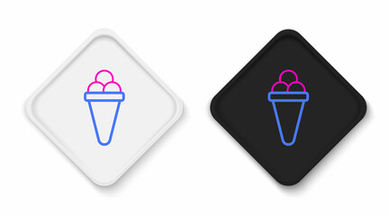 Line Ice cream in waffle cone icon isolated on white background. Sweet symbol. Colorful outline concept. Vector
