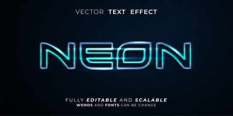 Editable text effect - Neon light text 3d style concept