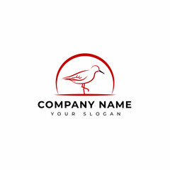 Red knot bird logo design vector template