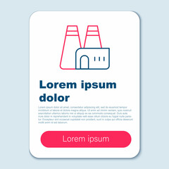 Line Factory production icon isolated on grey background. Industrial building. Colorful outline concept. Vector