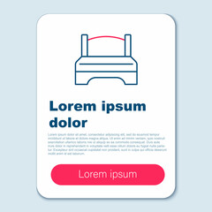 Line Big bed for two or one person icon isolated on grey background. Colorful outline concept. Vector