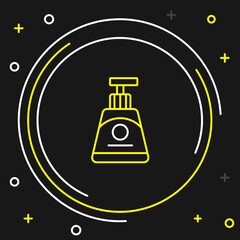 Line Cream or lotion cosmetic tube icon isolated on black background. Body care products for woman. Colorful outline concept. Vector