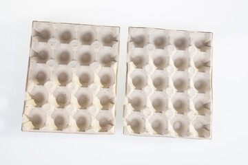 egg tray flat packaging paper mould box isolated on white background
