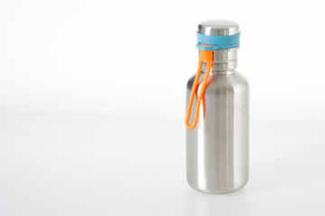 closed thermo sport bottle mockup Empty traveler metal stainless steel drink container template