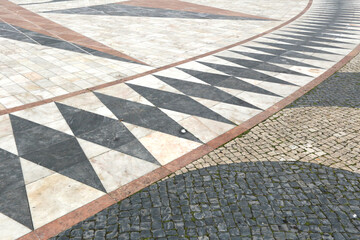 Tile patterns of a market Square in Lisbon