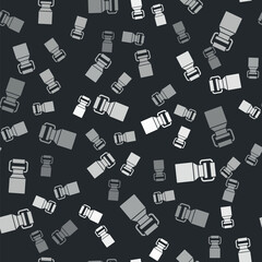 Grey Can container for milk icon isolated seamless pattern on black background. Vector