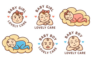 Baby Boy and Girl Cute Logo
