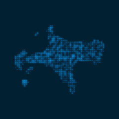 Ko Mak dotted glowing map. Shape of the island with blue bright bulbs. Vector illustration.