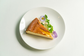 Basque Burnt Cheesecake on plate