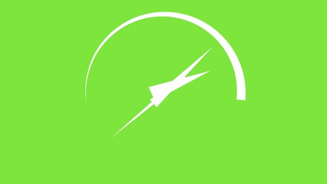 Abstract geometric clock. Triangles as a watch hand. The passing of time. Loopable graphic element on green background
