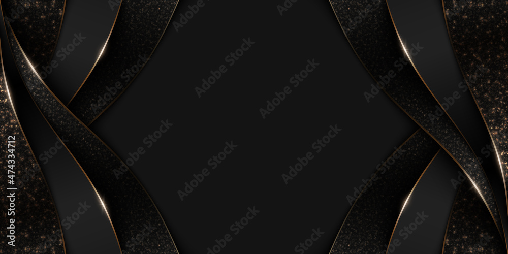 Wall mural vector abstract shiny luxury papercut background with golden lines, glitter and copy space. premium 