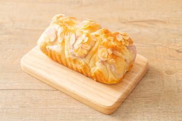 taro toast bread on wood board