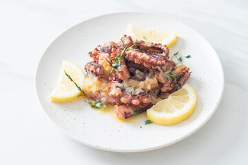 grilled octopus or squid with butter lemon sauce