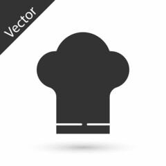 Grey Chef hat icon isolated on white background. Cooking symbol. Cooks hat. Vector